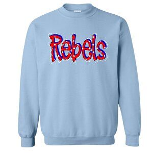 Ole Miss Rebels Polka Dot Univ of Mississippi crewneck sweatshirt LIGHT BLUE